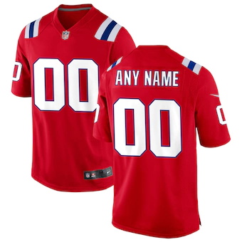 mens nike red new england patriots alternate custom jersey